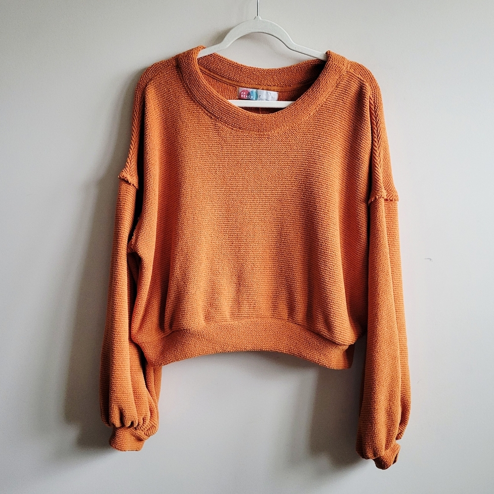 Free People Beach Happy Pullover Orange - Picture 2 of 7